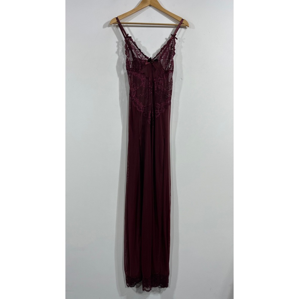 Fashion Nova Fairy Grunge Burgundy Lace Mesh Maxi Slip Dress 1X Whimsigoth Y2K